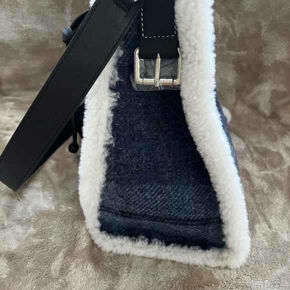 JW Anderson Harris Tweed Blue Plaid Women's Shoulder Bag - Picture 7 of 12